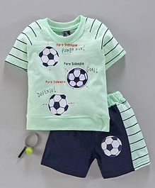 Jb Club Football Print Detailing Half Sleeves Tee & Shorts Set - Light Green Jb Club Football Print Detailing Half Sleeves Tee & Shorts Set - Light Green