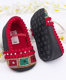 Ivee Anti Skid Soft Sole Mirror Work Booties - Black Ivee Anti Skid Soft Sole Mirror Work Booties - Black