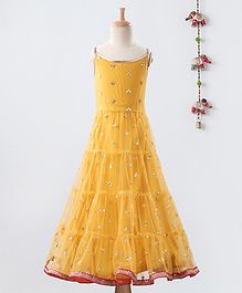 Lil Peacock Sequins Embellished Sleeveless Gown - Yellow Lil Peacock Sequins Embellished Sleeveless Gown - Yellow