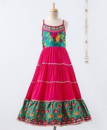 Lil Peacock Flower Print Sleeveless Gown - Pink Lil Peacock Flower Print Sleeveless Gown - Pink
