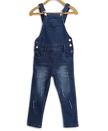 StyleStone Full Length Distressed Dungaree - Dark Blue StyleStone Full Length Distressed Dungaree - Dark Blue