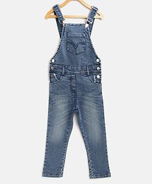 StyleStone Sleeveless Solid Full Length Dungaree - Blue StyleStone Sleeveless Solid Full Length Dungaree - Blue