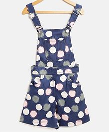 StyleStone Knee Length Polka Dot Print Dungaree - Blue StyleStone Knee Length Polka Dot Print Dungaree - Blue