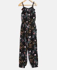 StyleStone Sleeveless Floral Printed Jumpsuit - Black StyleStone Sleeveless Floral Printed Jumpsuit - Black