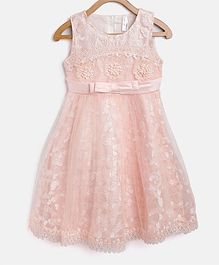 StyleStone Sleeveless Floral Embroidered Pearl Detailed Dress - Pink StyleStone Sleeveless Floral Embroidered Pearl Detailed Dress - Pink