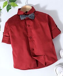 Robo Fry Full Sleeves Shirt With Bow - Maroon Robo Fry Full Sleeves Shirt With Bow - Maroon