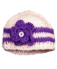 Knits & Knots Flower Detailed Cap - Purple Knits & Knots Flower Detailed Cap - Purple