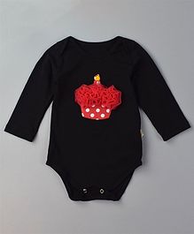 Pre Order - Awabox Cupcake Applique Full Sleeves Onesie - Black Pre Order - Awabox Cupcake Applique Full Sleeves Onesie - Black