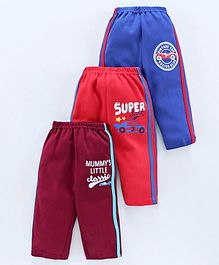 Zero Full Length Track Pants Text Print Pack of 3 - Red Blue Maroon Zero Full Length Track Pants Text Print Pack of 3 - Red Blue Maroon