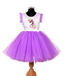 Indian Tutu Sleeveless Unicorn Sequined Fit & Flare Netted Dress - Purple Indian Tutu Sleeveless Unicorn Sequined Fit & Flare Netted Dress - Purple