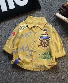 Pre Order - Awabox Full Sleeves Pirated Printed Shirt - Yellow Pre Order - Awabox Full Sleeves Pirated Printed Shirt - Yellow