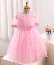 Bluebell Sleeveless Embroidered Frock with Cape - Pink Bluebell Sleeveless Embroidered Frock with Cape - Pink