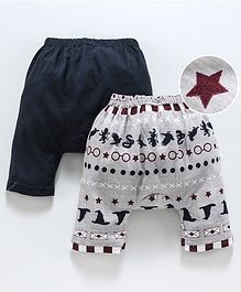 Earth Conscious Pack Of 2 Specs & Star Printed Elasticated Diaper Pant - Black & Grey Earth Conscious Pack Of 2 Specs & Star Printed Elasticated Diaper Pant - Black & Grey