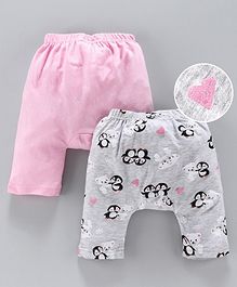 Earth Conscious Pack Of 2 Penguin Printed Elasticated Diaper Pants - Pink & Grey Earth Conscious Pack Of 2 Penguin Printed Elasticated Diaper Pants - Pink & Grey