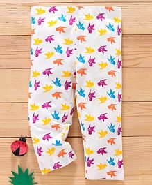 Adams Kids Birds Printed Full Length Leggings - White Adams Kids Birds Printed Full Length Leggings - White