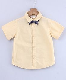 Beebay Solid Half Sleeves Shirt With Bow Tie - Yellow Beebay Solid Half Sleeves Shirt With Bow Tie - Yellow