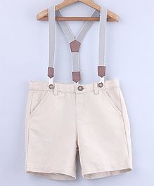 Beebay Solid Shorts With Suspenders - Beige Beebay Solid Shorts With Suspenders - Beige