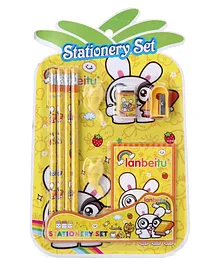 Bunny Printed Stationery Set Yellow - 9 Pieces