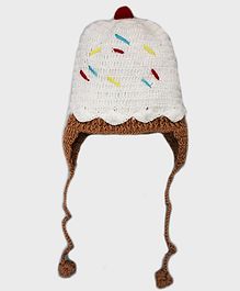 Knitting By Love Cupcake Pattern Cap - White Knitting By Love Cupcake Pattern Cap - White