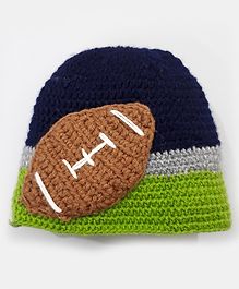 Knitting By Love Colour Blocked Football Detailed Cap - Multi Colour Knitting By Love Colour Blocked Football Detailed Cap - Multi Colour
