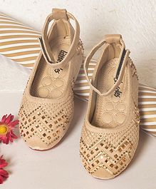 Little Soles Crystals Embellished Mary Janes - Beige Little Soles Crystals Embellished Mary Janes - Beige