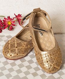 Little Soles Velcro Closure Crystal Detailed Mary Janes - Brown Little Soles Velcro Closure Crystal Detailed Mary Janes - Brown