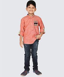 NEO NATIVES Desi Swag Embroidered Full Sleeves Kurta - Orange NEO NATIVES Desi Swag Embroidered Full Sleeves Kurta - Orange