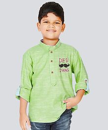 NEO NATIVES Desi Swag Embroidered Full Sleeves Kurta - Green NEO NATIVES Desi Swag Embroidered Full Sleeves Kurta - Green