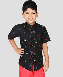 NEO NATIVES Monster Print Half Sleeves Shirt - Black NEO NATIVES Monster Print Half Sleeves Shirt - Black