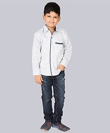 NEO NATIVES All Over Printed Full Sleeves Shirt - White & Blue NEO NATIVES All Over Printed Full Sleeves Shirt - White & Blue