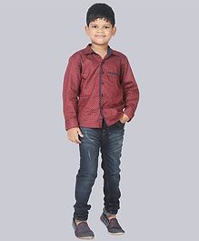 NEO NATIVES All Over Printed Full Sleeves Shirt - Maroon & White NEO NATIVES All Over Printed Full Sleeves Shirt - Maroon & White