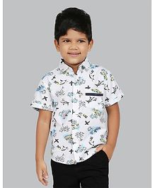 NEO NATIVES Tropical Print Half Sleeves Shirt - White NEO NATIVES Tropical Print Half Sleeves Shirt - White