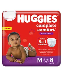 Huggies Complete 5 In 1 Comfort Dry Pants Medium Size Baby Diapers - 8 Pieces