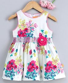 Yellow Duck Sleeveless Flower Printed Dress - Pink Yellow Duck Sleeveless Flower Printed Dress - Pink