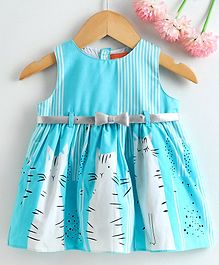 Yellow Duck Sleeveless Cat Printed Dress - Light Blue Yellow Duck Sleeveless Cat Printed Dress - Light Blue