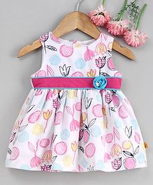 Yellow Duck Sleeveless Flower Printed Dress - Pink Yellow Duck Sleeveless Flower Printed Dress - Pink