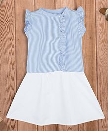 oui oui Striped Short Sleeves Pearl Button Dress - White oui oui Striped Short Sleeves Pearl Button Dress - White