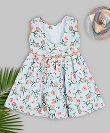oui oui Rose Flower Print Sleeveless Dress - Blue oui oui Rose Flower Print Sleeveless Dress - Blue