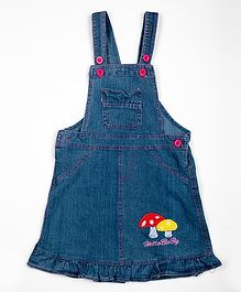 Pikaboo Sleeveless Mushroom Patch Dungaree Dress - Blue Pikaboo Sleeveless Mushroom Patch Dungaree Dress - Blue