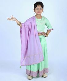 Amairaa Gotta Patti Detailing Three Fourth Sleeves Choli With Lehenga & Dupatta - Green & Purple Amairaa Gotta Patti Detailing Three Fourth Sleeves Choli With Lehenga & Dupatta - Green & Purple