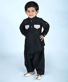 Amairaa Solid Full Sleeves Pathani Suit - Black Amairaa Solid Full Sleeves Pathani Suit - Black