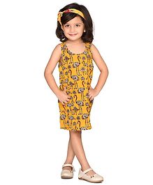 Olesia All Over Flamingo Printed Sleeveless Dress - Yellow Olesia All Over Flamingo Printed Sleeveless Dress - Yellow