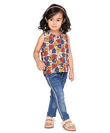 Olesia All Over Leaves Printed Sleeveless Top - Red Olesia All Over Leaves Printed Sleeveless Top - Red