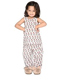 Olesia Sleeveless Block Print Night Suit - White Olesia Sleeveless Block Print Night Suit - White