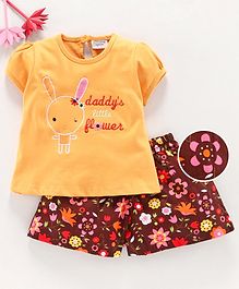 Wonderchild Short Sleeves Daddy's Little Flower Embroidered Top With Flower Printed Shorts - Yellow Wonderchild Short Sleeves Daddy's Little Flower Embroidered Top With Flower Printed Shorts - Yellow