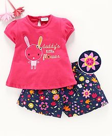 Wonderchild Short Sleeves Daddy's Little Flower Embroidered Top With Flower Printed Shorts - Pink Wonderchild Short Sleeves Daddy's Little Flower Embroidered Top With Flower Printed Shorts - Pink