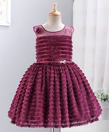 Enfance Sleeveless Tassel Detailed Flared Dress - Violet Enfance Sleeveless Tassel Detailed Flared Dress - Violet