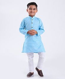 Dapper Dudes Full Sleeves Solid Kurta With Pyjama - Blue Dapper Dudes Full Sleeves Solid Kurta With Pyjama - Blue