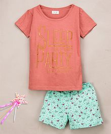 Sheer Love Sleep All Day Party All Night Half Sleeves Night Suit - Pink & Blue Sheer Love Sleep All Day Party All Night Half Sleeves Night Suit - Pink & Blue