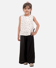 Aww Hunnie All Over Triangle Printed Sleeveless Top With Flared Pants - White & Black Aww Hunnie All Over Triangle Printed Sleeveless Top With Flared Pants - White & Black